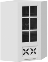 Шкаф навесной для кухни ТриЯ Скай со стеклом угловой ВУ45_96-(40)_1ДРДc(R) (белоснежный софт) - 