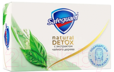 

Мыло твердое Safeguard, Natural Detox С Экстрактом Чайного дерева