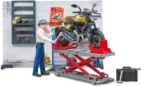 

Автосервис игрушечный Bruder, Ремонтный набор с желтым Ducati / 62-102