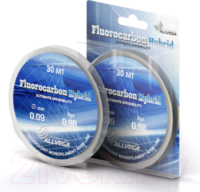 Леска флюорокарбоновая Allvega Fluorocarbon Hybrid 30м 0.09мм / LFH3009
