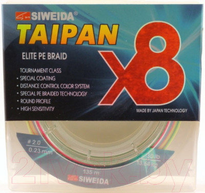 

Леска плетеная Siweida, Разноцветный, Taipan Elite Pe Braid X8 0.23мм 135м / 5279234