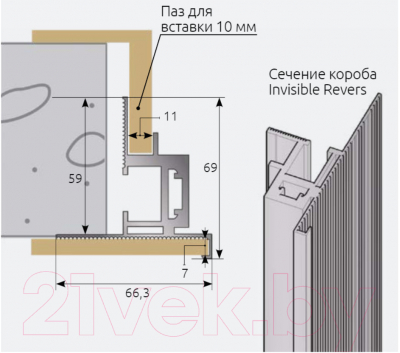 Стойка коробочного блока ProfilDoors Reverse Invisible вертикальная без петель зпп AGB 200 R (2шт)