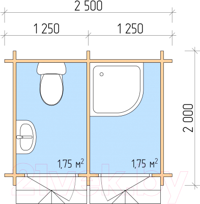 Хозблок деревянный Лесково ХБ 2.5x2.0