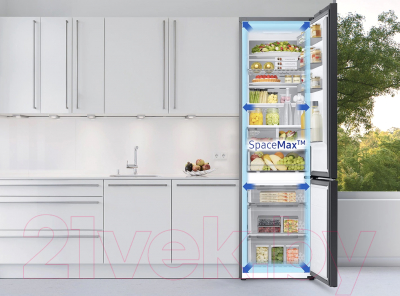 Холодильник с морозильником Samsung RB34A7B4F39/WT