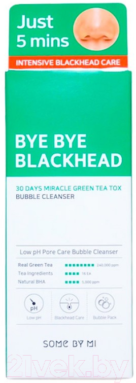 Пенка для умывания Some By Mi Bye Bye Blackhead 30 Days Miracle Green Tea Tox Bubble Cleanser