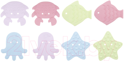 Комплект ковриков для купания Roxy-Kids Sea Animals Soft Colors / RBM-008-SA (8шт)