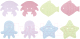 Комплект ковриков для купания Roxy-Kids Sea Animals Soft Colors / RBM-008-SA (8шт) - 