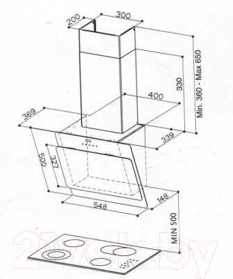 Вытяжка наклонная Faber Cocktail XS BK F55