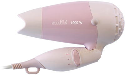 Компактный фен Smile HD 1006 (розовый) - в сложенном виде