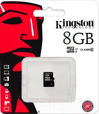 Карта памяти Kingston microSDHC (class 10) 8 Gb (SDC10/8GBSP)