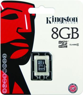 Карта памяти Kingston microSDHC (Class 4) 8GB (SDC4/8GBSP) - общий вид