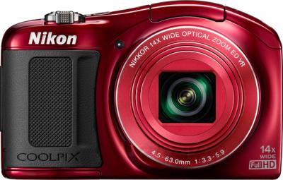 Компактный фотоаппарат Nikon Coolpix L620 (Red) - вид спереди