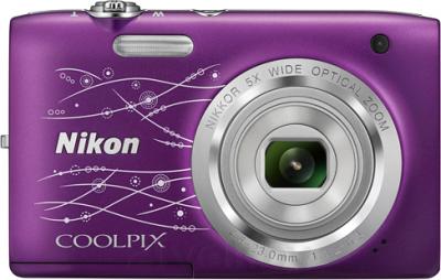Компактный фотоаппарат Nikon Coolpix S2800 (Purple Patterned) - вид спереди