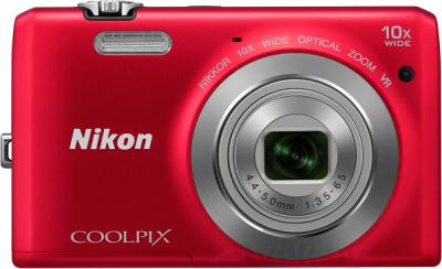 Компактный фотоаппарат Nikon Coolpix S6700 (Red) - вид спереди