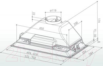 Вытяжка скрытая Faber Inca Smart C GR A52 - технический чертеж