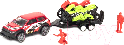Набор игрушечной техники Teamsterz Мотогонщики и тягач / 5417075 (красный)
