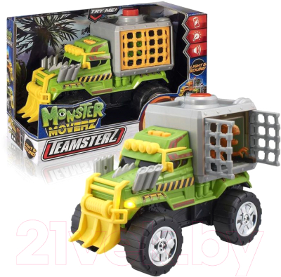 Фургон игрушечный Teamsterz Монстр-трак с динозавром в клетке / 5417116 (зеленый)
