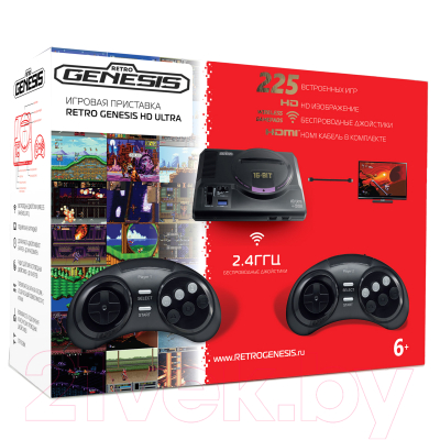 Игровая приставка Retro Genesis HD Ultra + 225 игр (черный)