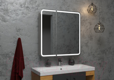 Шкаф с зеркалом для ванной Континент Elliott Led 80x80 (с датчиком движения)