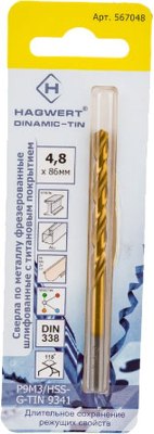 

Сверло, Dinamic-Long 4.8х86мм Dinamic-TIN Р9М3 / 567048