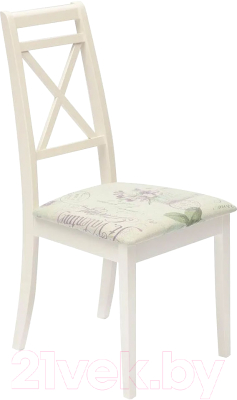 Стул Tetchair Picasso 45x53x97 (дерево гевея/Ivory White/слоновая кость/ткань прованс №13)