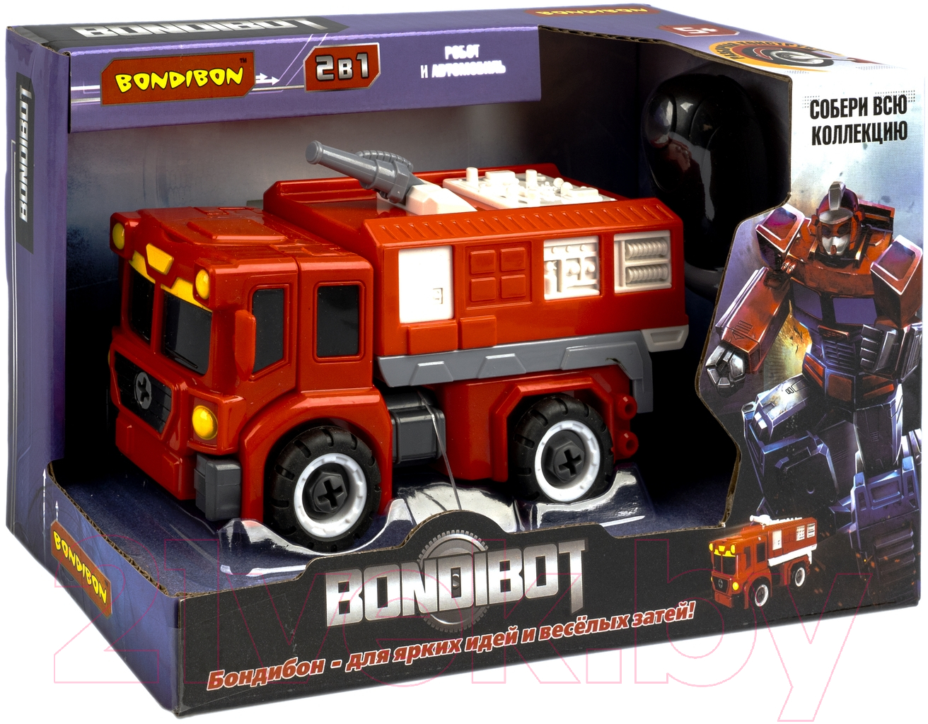 Игрушка-конструктор Bondibon Bondibot 2 в 1 Пожарная машина-робот / ВВ5260