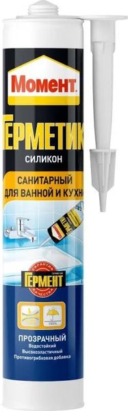 Герметик силиконовый Момент Санитарный для ванной и кухни (280мл, прозрачный)