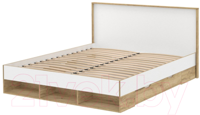 Двуспальная кровать Интерлиния SC-К160 160x200 (дуб золотой/белый платинум)