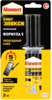 Клей Момент Супер Эпокси Ф5 двухкомпонентный (25мл, шприц, прозрачный) - 