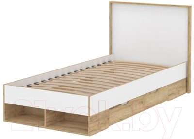Односпальная кровать Интерлиния SC-К90 90x200 (дуб золотой/белый платинум)