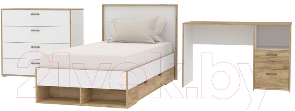 Комплект мебели для спальни Интерлиния Scandi-1 (дуб золотой/белый платинум)