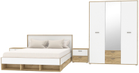 Комплект мебели для спальни Интерлиния Scandi-2 (дуб золотой/белый платинум) - 