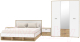 Комплект мебели для спальни Интерлиния Scandi-2 (дуб золотой/белый платинум) - 