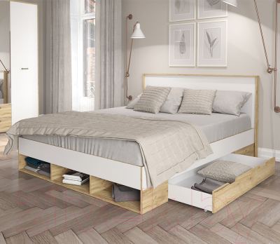 Комплект мебели для спальни Интерлиния Scandi-3 (дуб золотой/белый платинум)