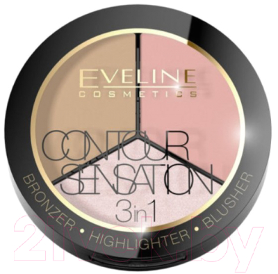 

Палетка теней для век Eveline Cosmetics, Contour Sensation 3-в-1 Paleta 01 Pink Beige