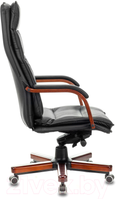 Кресло офисное Бюрократ T-9927 WALNUT (черный кожа/дерево)