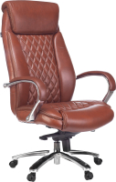 Кресло офисное Бюрократ T-9924SL (светло-коричневый Leather Eichel/хром) - 