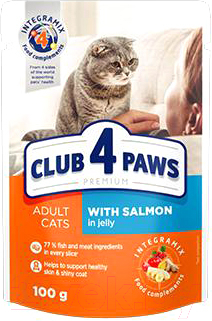 

Корм для кошек Club 4 Paws, Premium с лососем в желе