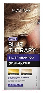 Оттеночный шампунь для волос Kativa Blue Therapy Нейтрализатор желтизны д/освет. мелированных волос (250мл)
