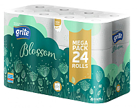 Туалетная бумага Grite Blossom (24рул, трехслойная белая ) - 