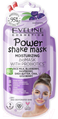 

Маска для лица кремовая Eveline Cosmetics, Power Shake Mask Увлажняющая Bio маска-пилинг с пробиотиками