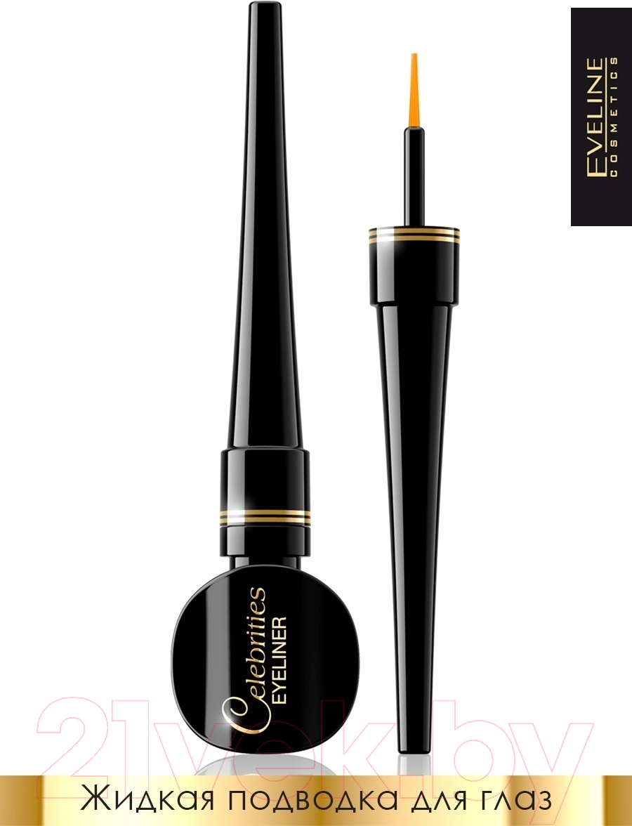 Подводка для глаз жидкая Eveline Cosmetics Celebrities Eyeliner Vinyl Black Водостойкая — фото 2