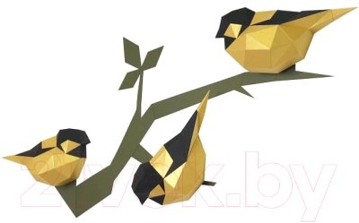 Объемная модель Paperraz Птички / PP-1PTC-2GB (золото)