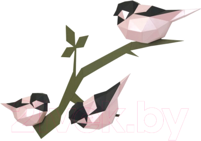 Объемная модель Paperraz Птички / PP-1PTC-2PB (розовый)