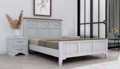 Полуторная кровать Bravo Мебель Грация 5 140x200 (белый античный/белый)
