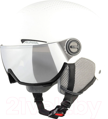 Шлем горнолыжный Alpina Sports 2021-22 Albona Visor / A9228-12 (р-р 51-55, матовый белый)