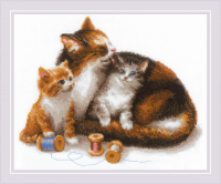 Набор для вышивания Риолис Кошка с котятами / 1811 - 
