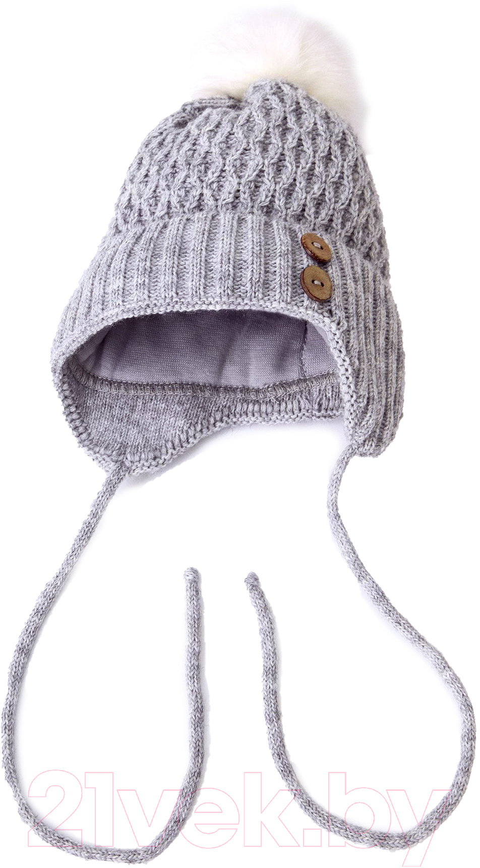 Шапочка для малышей Amarobaby Pure Love Wool / AB-OD20-PLW16/11 (серый, р-р 38-40) — фото 2
