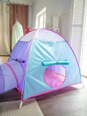 Детская игровая палатка Фея Порядка Домик Олафа с манежем / CT-310 (голубой/сиреневый/розовый)