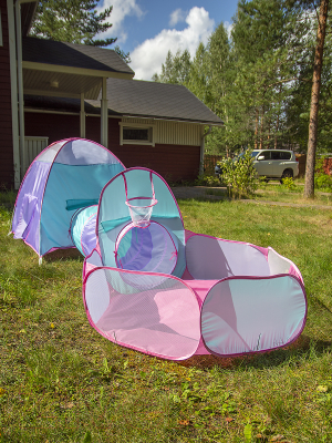 Детская игровая палатка Фея Порядка Домик Олафа с манежем / CT-310 (голубой/сиреневый/розовый)